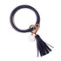 Rainbery Multiful Tassel Keychain Enamel PU Leather O Key Chain Monogram Circle Wristlet Keychain For Women Girls - menochic